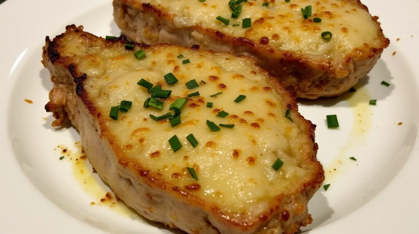 Golden, crispy Parmesan Baked Pork Chops with a flavorful breadcrumb coating, ready to serve for a delicious meal