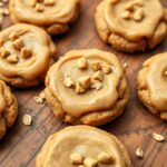A plate of Peanut Butter No-Bake Cookies, featuring soft, chewy cookies with a rich peanut butter flavor and a glossy finish, arranged neatly on a wooden surface