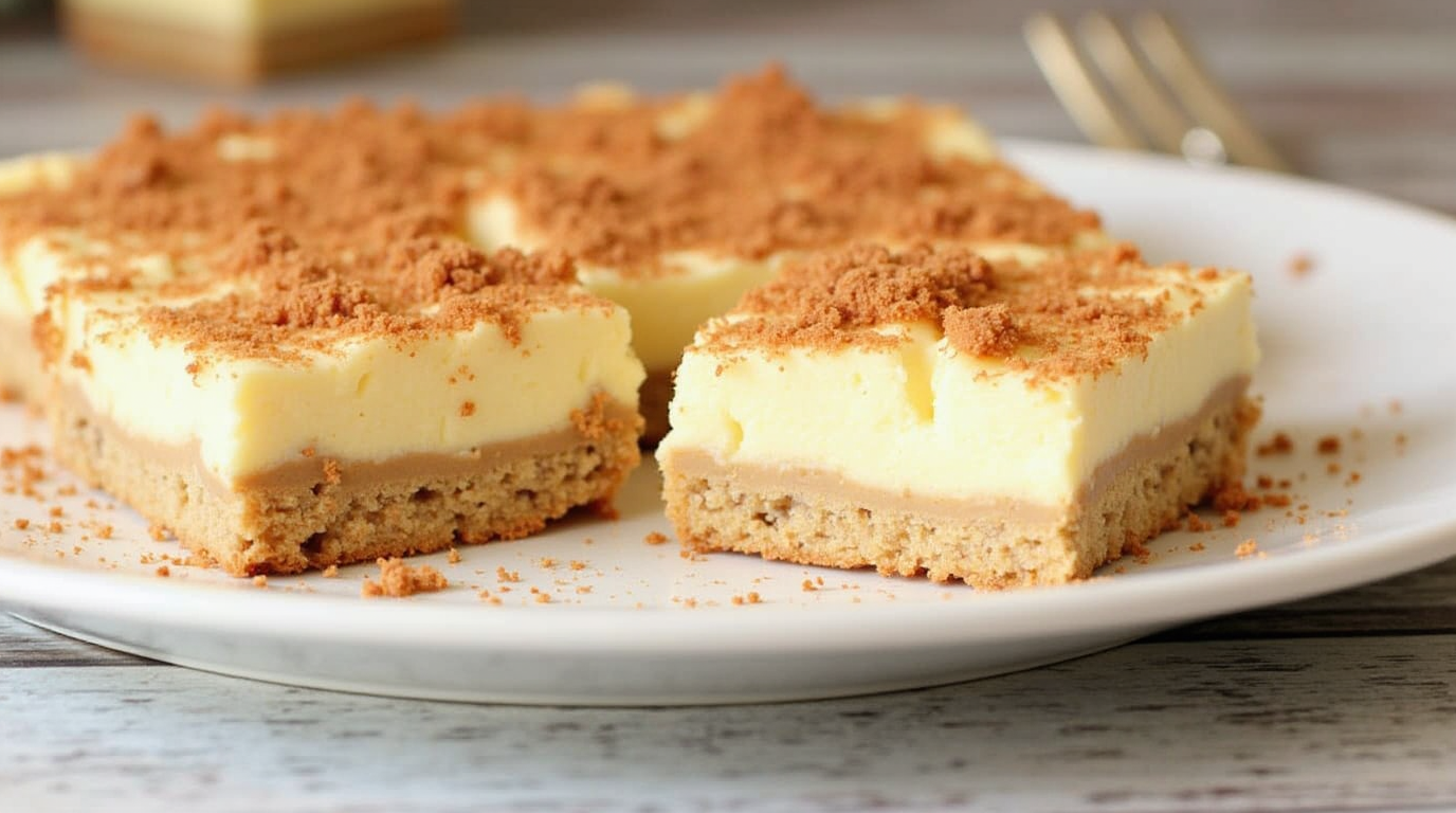 Cinnamon Churro Cheesecake Bars topped with a cinnamon sugar crust, showcasing a creamy, sweet dessert perfect for any occasion.